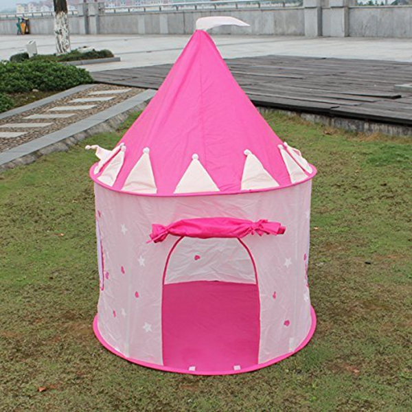 AIOIAI Princess Castle Play Tent with Glow in the Dark Stars conveniently folds in to a Carrying Case your kids will enjoy this Foldable Pop Up pink play tent house toy for Indoor Outdoor Use 