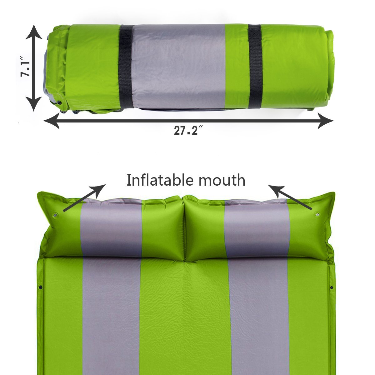 AIOIAI Self Inflating Sleeping Pad Lightweight Foam Padding and Superior Insulation Great For Hiking & Camping Thick Outer Skin Backpacking