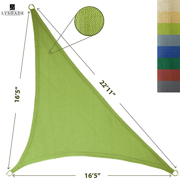 AIOIAI 16'5 x 16'5 x 22'11 Right Triangle Sun Shade Sail Canopy (Lime Green) - UV Block for Patio and Outdoor 