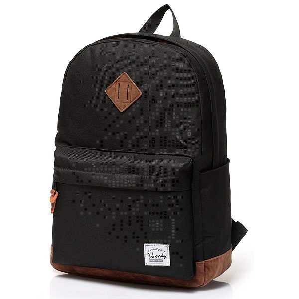 AIOIAI Unisex Classic Lightweight Water-resistant Campus School Rucksack Travel Backpack Bookbag Black Fits 14-Inch Laptop