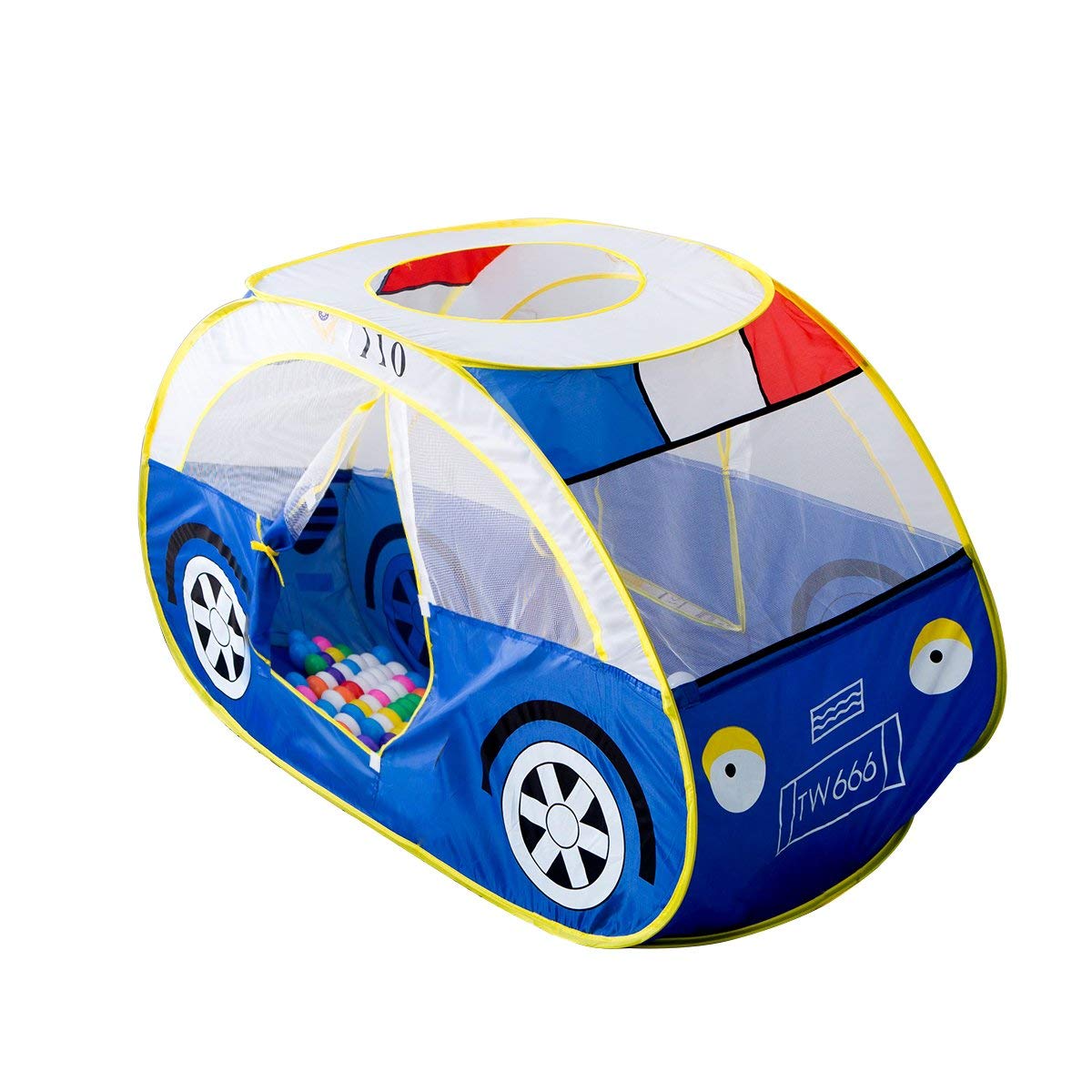 AIOIAI Large Police Car Tents, Waterproof Indoor and Outdoor Cute Car Play House/Castle/Tent Toys as a for 1-8 Years Old Kids/Boy/Girls/Baby/Infant 