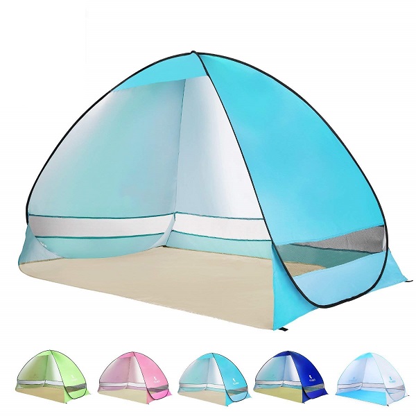 AIOIAI Pop up Beach Tent Camping Sun Shelter Outdoor Automatic Cabana 3-4 Person Fishing Anti UV Beach Umbrella Beach Shelter, Sets up in Seconds