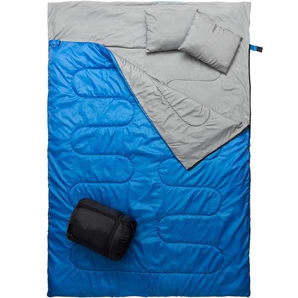 AIOIAI Camping Sleeping Bag - 3 Season Warm & Cool Weather - Summer, Spring, Fall, Lightweight, Waterproof for Adults & Kids - Camping Gear Equipment, Traveling, and Outdoors - 2 Free Pillows! 