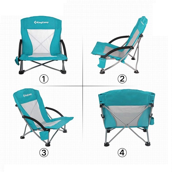 AIOIAI Low Sling Beach Camping Concert Folding Chair with Mesh Back