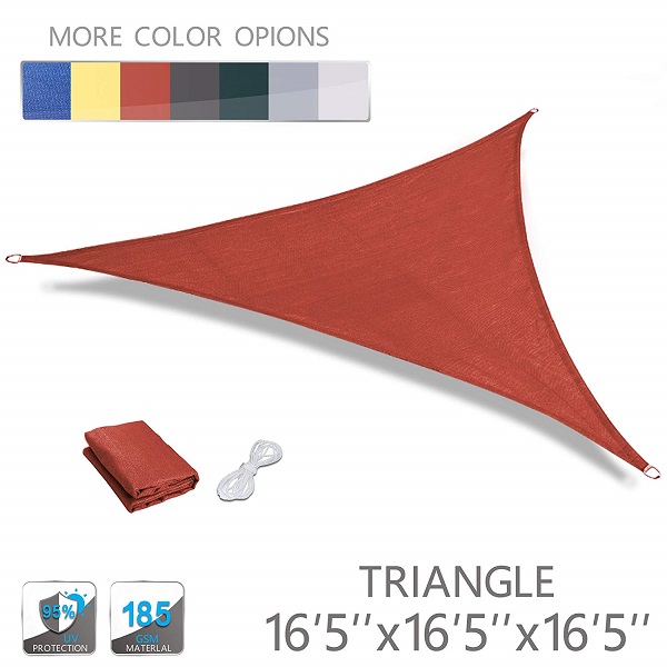 AIOIAI 16'5'' x 16'5'' x 16'5'' Triangle Terra UV Block Sun Shade Sail Perfect for Outdoor Patio Garden 