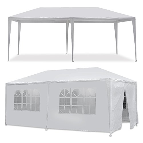AIOIAI 10' x 20' Outdoor White Waterproof Gazebo Canopy Tent with 6 Removable Sidewalls and Windows Heavy Duty Tent for Party Wedding Events Beach BBQ (10' x 20' with 6 Sidewalls) 