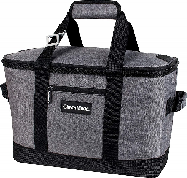 AIOIAI SnapBasket 50 Can, Soft-Sided Collapsible Cooler: 30 Liter Insulated Tote Bag, Heathered Charcoal/Black